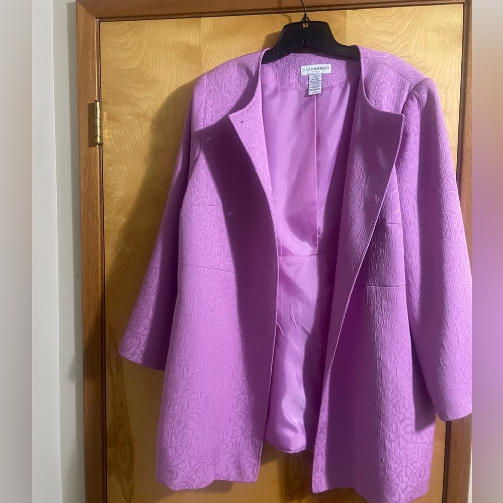 Sag Harbor Lavender Textured Open-Front Pea Coat